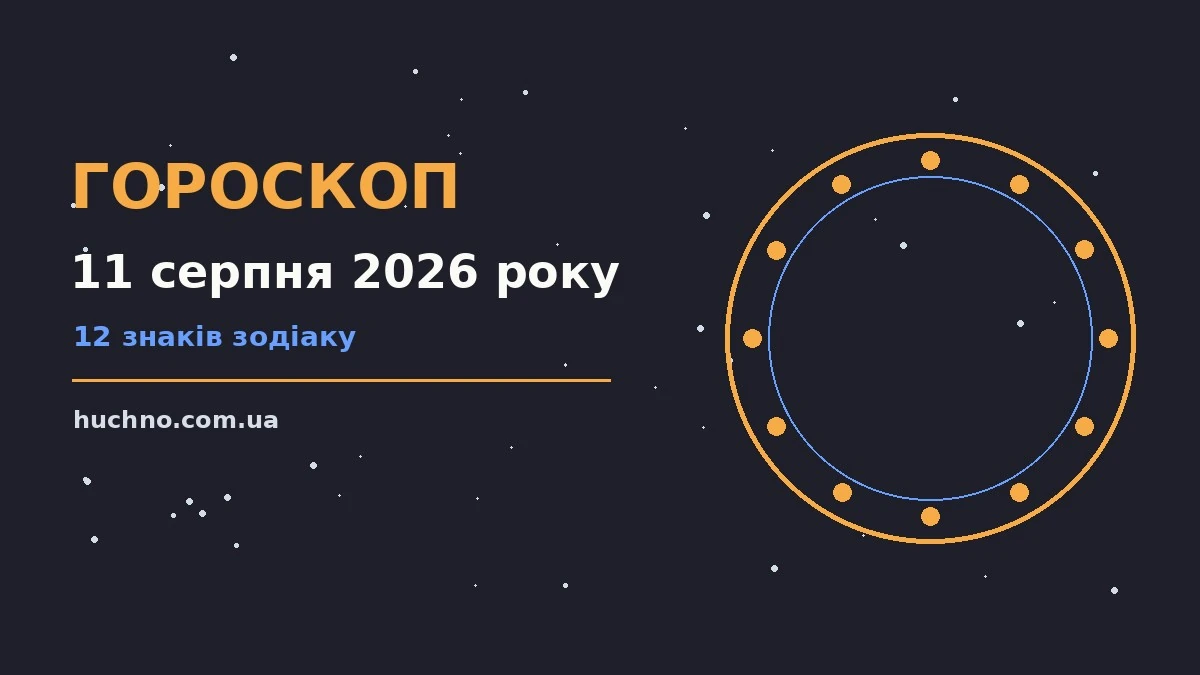 Зоряний фон із символами зодіаку та календарем на 11 серпня 2026 року